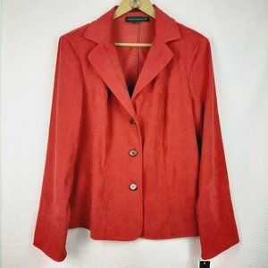 NEW Harve Benard Women Blazer Faux Red Suede Long Sleeve With Buttons Si…